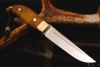 Нож "Сканди" Bohler N690, рукоять янтарная карельская береза. 