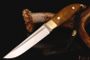 Нож "Сканди" Bohler N690, рукоять янтарная карельская береза. 
