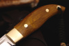 Нож "Сканди" Bohler N690, рукоять янтарная карельская береза. 
