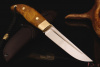 Нож "Сканди" Bohler N690, рукоять янтарная карельская береза. 
